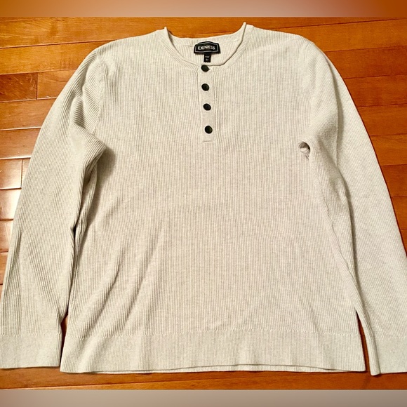 Express Other - Express Halsey Double Knit Henley T-Shirt in Gray